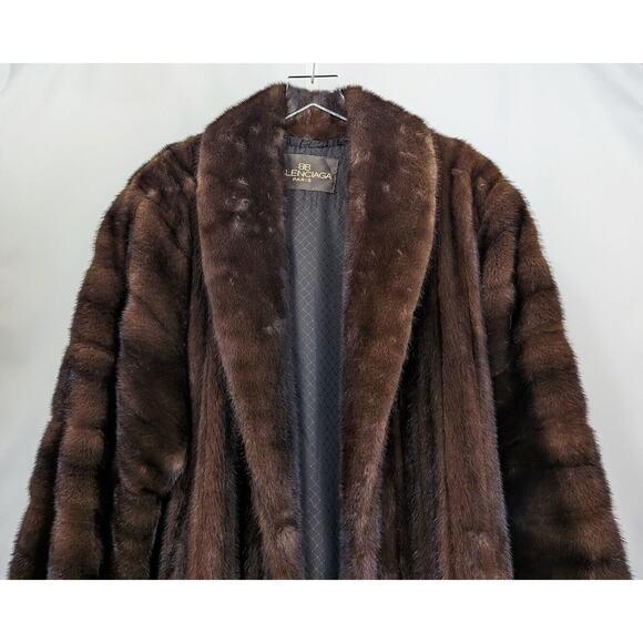 Vintage Mink Coat Balenciaga Full Length Long Brown Misses Size Large - Picture 2 of 15